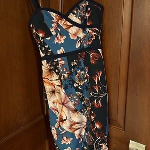 Black Halo Strapless Floral Dress - Blue and Black